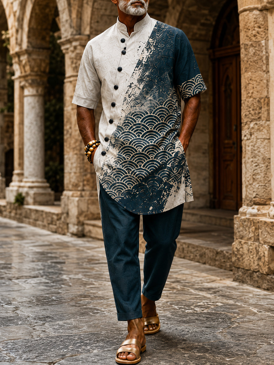 Men's Casual Vacation Cotton Shirt Set